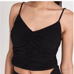 Veronica Beard Black Magda Ruched Tank Top